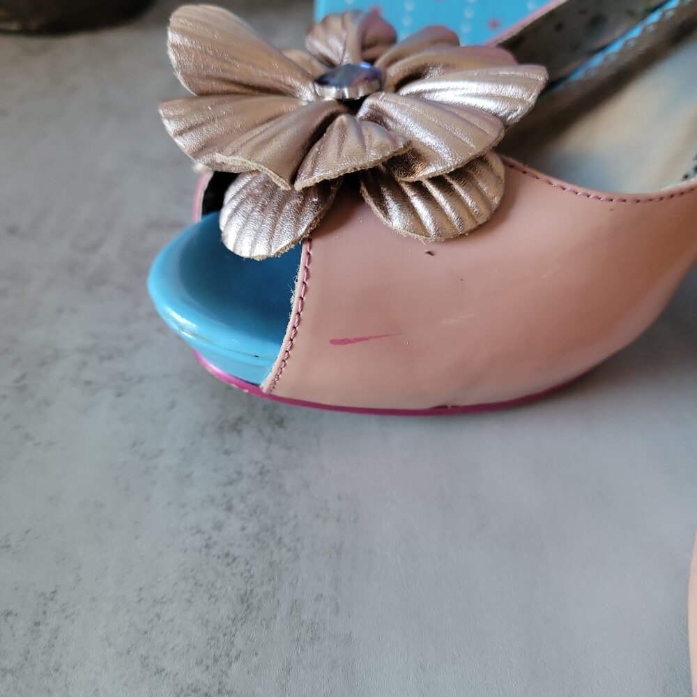 Poetic Licence Women's Summer Bloom Heels Shoes Peach Fuchsia Multi-Color 8.5us - Picture 16 of 16